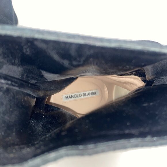 Manolo Blahnik Black Suede Boots w Heel Shoes - Picture 7 of 9